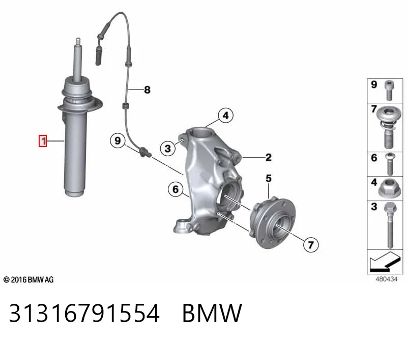 31316791554 BMW Amortyzator przedni prawy