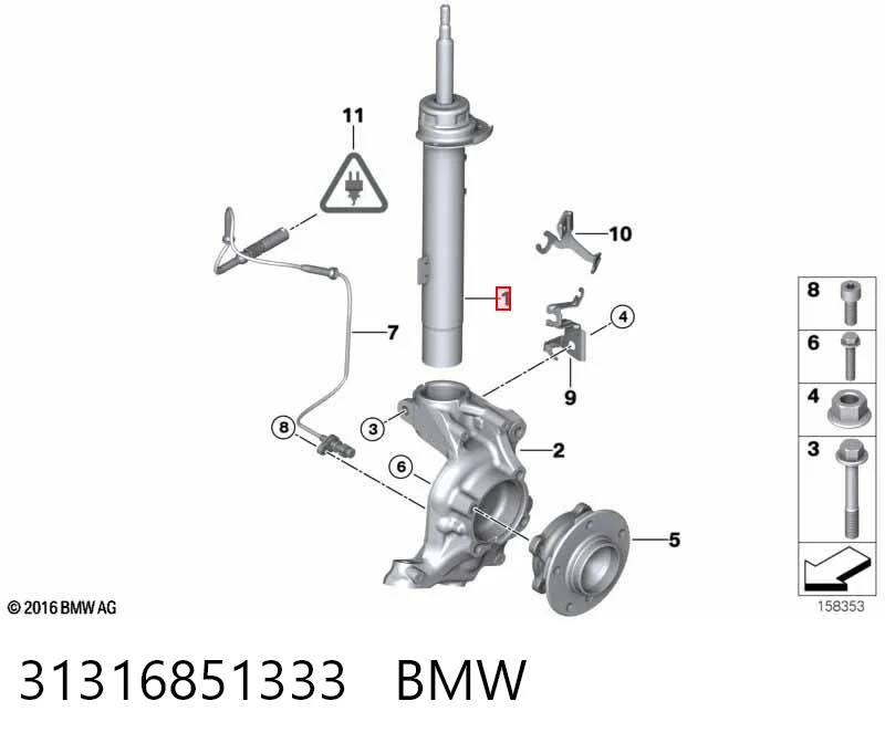 31316851333 BMW Amortyzator przedni lewy