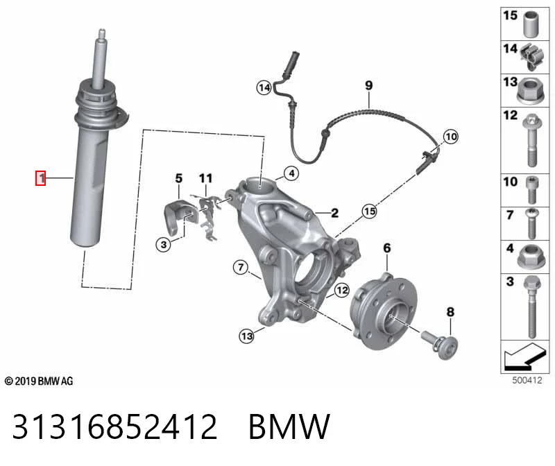 31316852412 BMW Amortyzator przedni prawy
