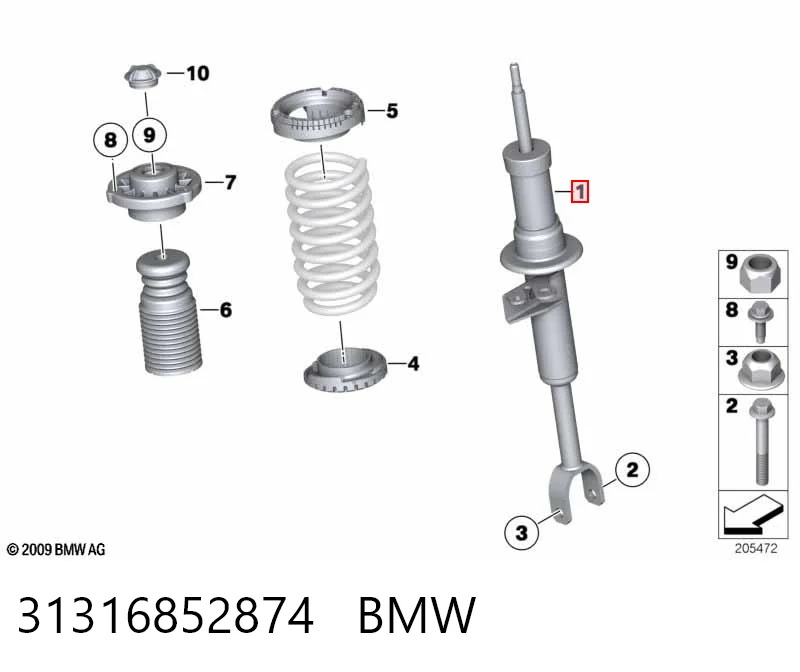 31316852874 BMW Amortyzator przedni prawy