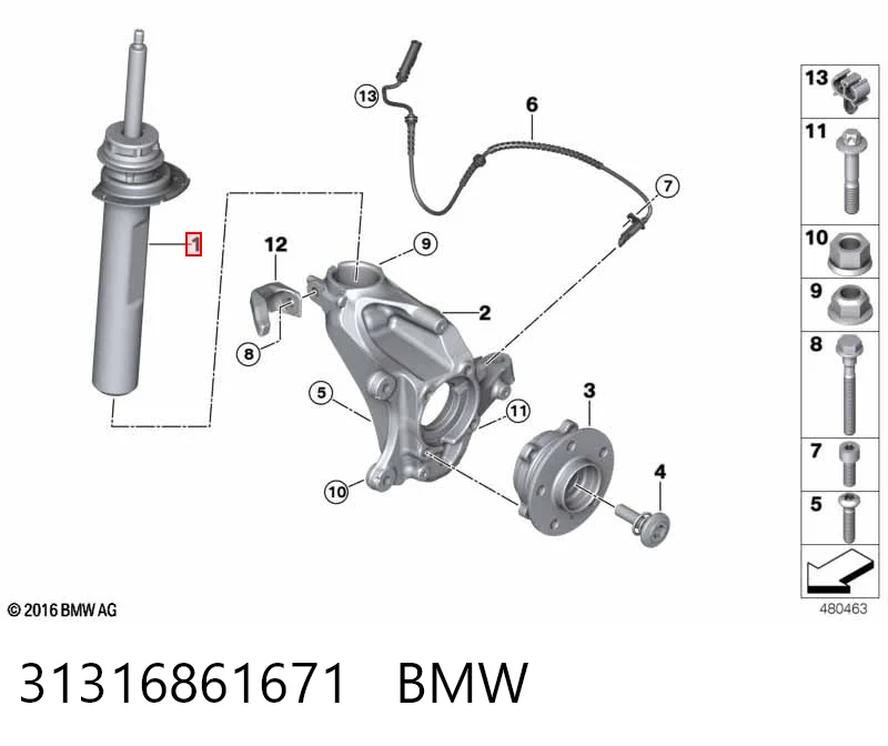 31316861671 BMW Amortyzator przedni lewy
