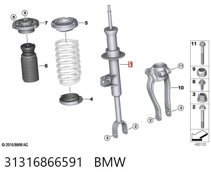 31316866591 BMW Amortyzator przedni prawy