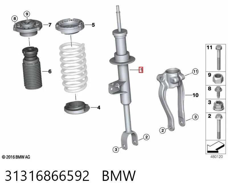 31316866592 BMW Amortyzator przedni prawy