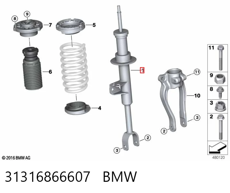 Amortyzator przedni lewy BMW 5 sedana (G30, F90) (2016 - 2026) cena, od 131,35 USD