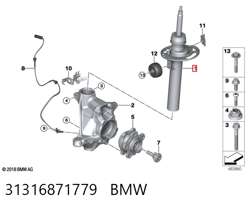 JGM1449SL TRW Amortyzator przedni lewy