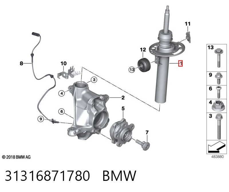 31316871780 BMW Amortyzator przedni prawy