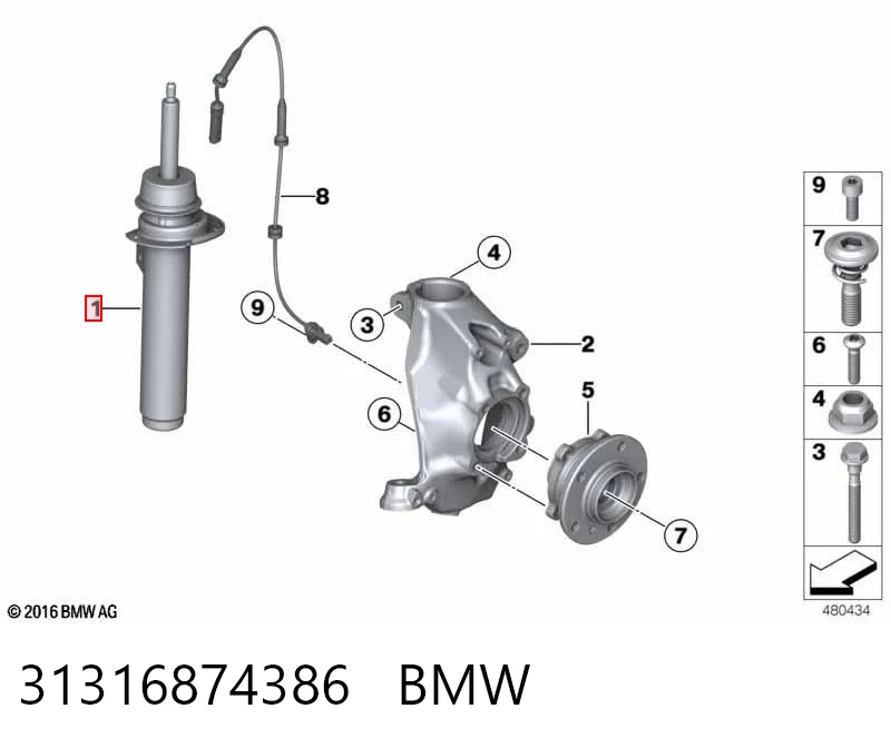31316874386 BMW Amortyzator przedni prawy