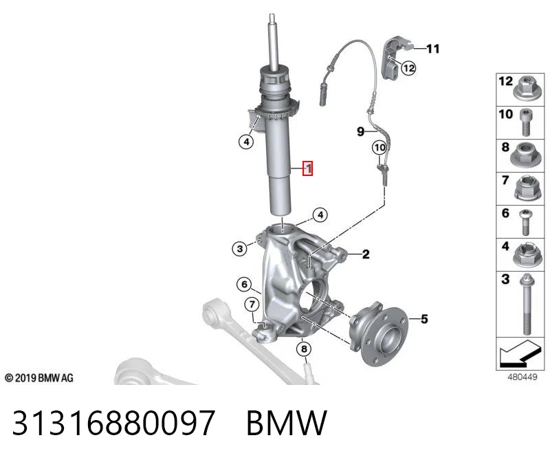 31316880097 BMW Amortyzator przedni lewy