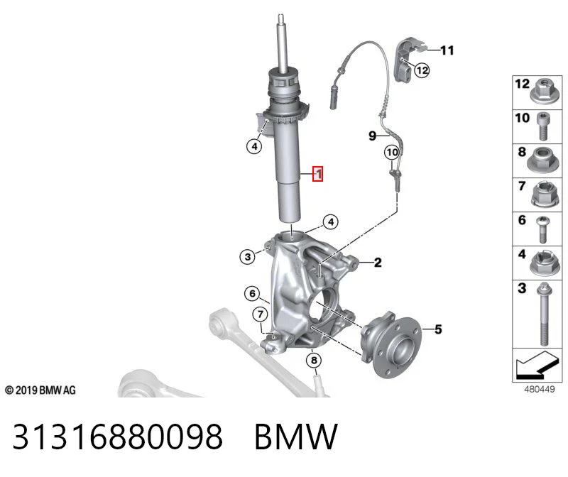 31316880098 BMW Amortyzator przedni prawy