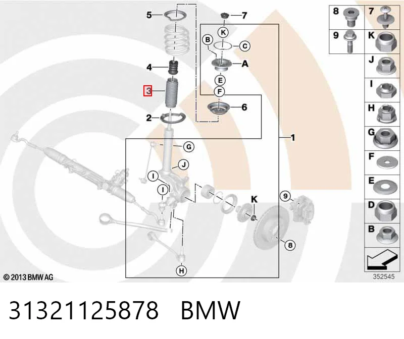 31321125878 BMW Osłona amortyzatora tylnego