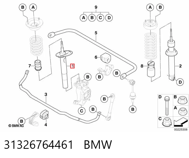31326764461 BMW Amortyzator przedni lewy