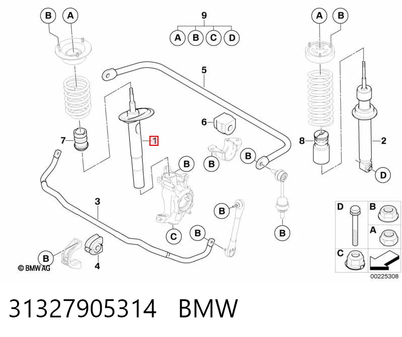 31327905314 BMW Amortyzator przedni prawy
