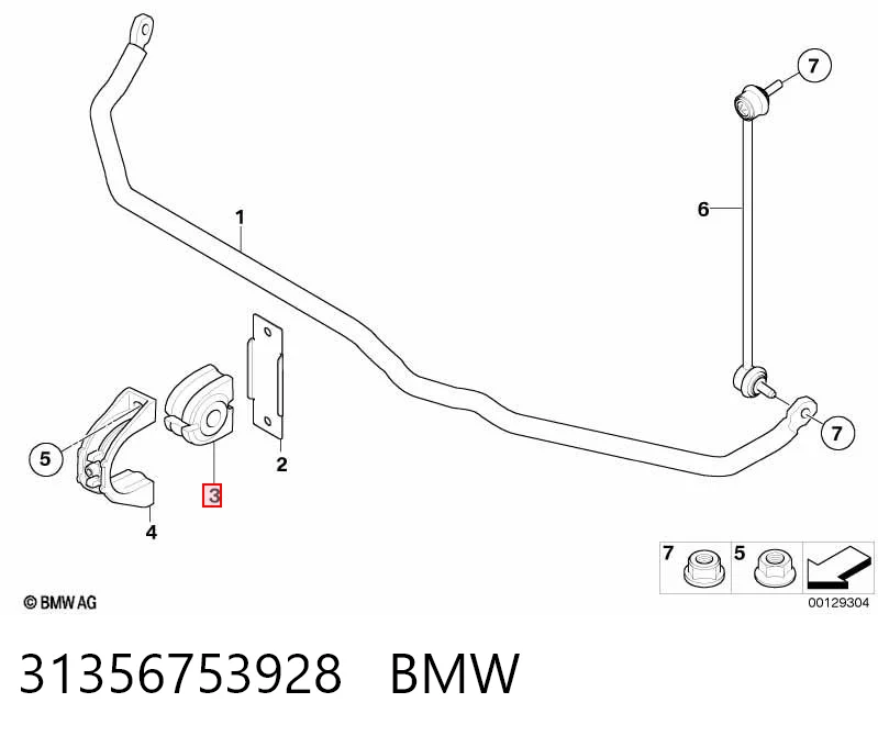 31356753928 BMW Tuleja stabilizatora przedniego