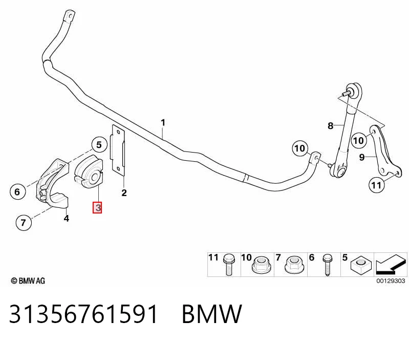 31356761591 BMW Tuleja stabilizatora przedniego