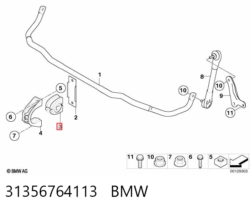 31356764113 BMW Tuleja stabilizatora przedniego