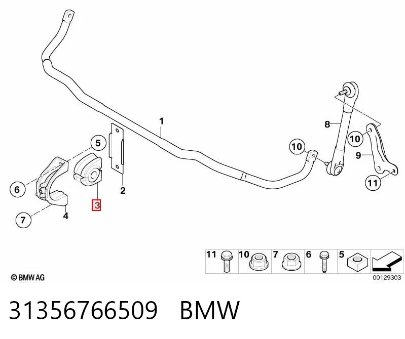 31356766509 BMW Tuleja stabilizatora przedniego