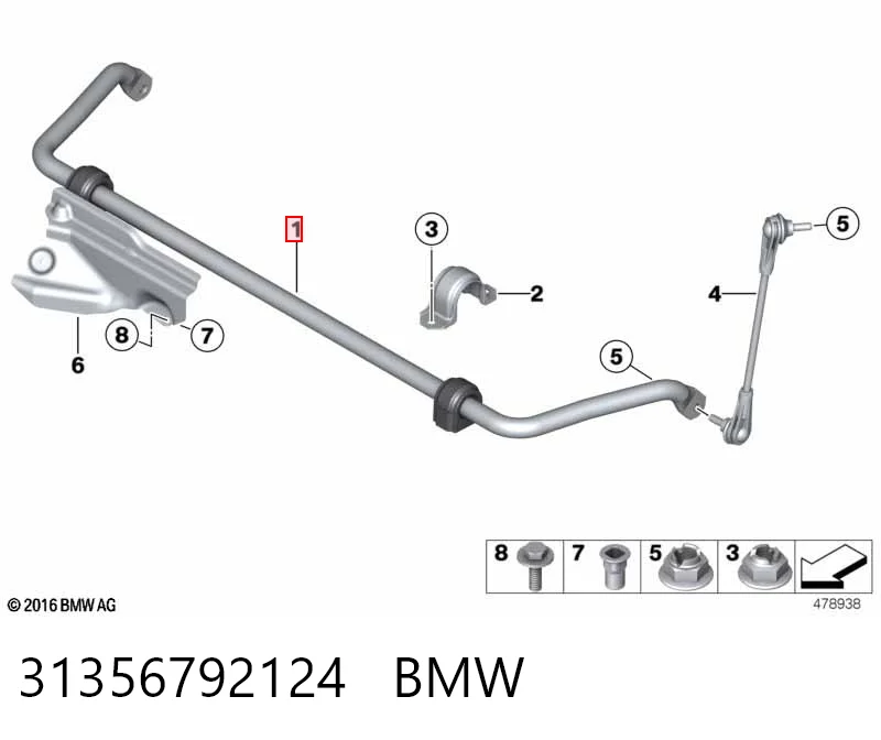 31356792124 BMW Stabilizator przedni