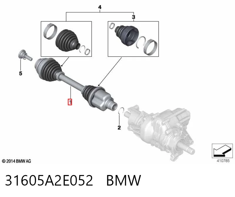 31605A2E052 BMW Półoś napędowa przednia prawa