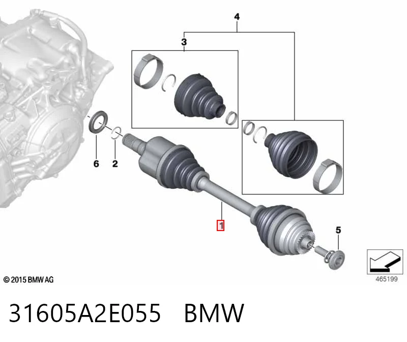 31605A2E055 BMW Półoś napędowa przednia lewa