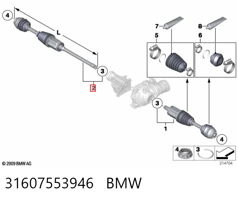 31607553946 BMW Półoś napędowa przednia prawa