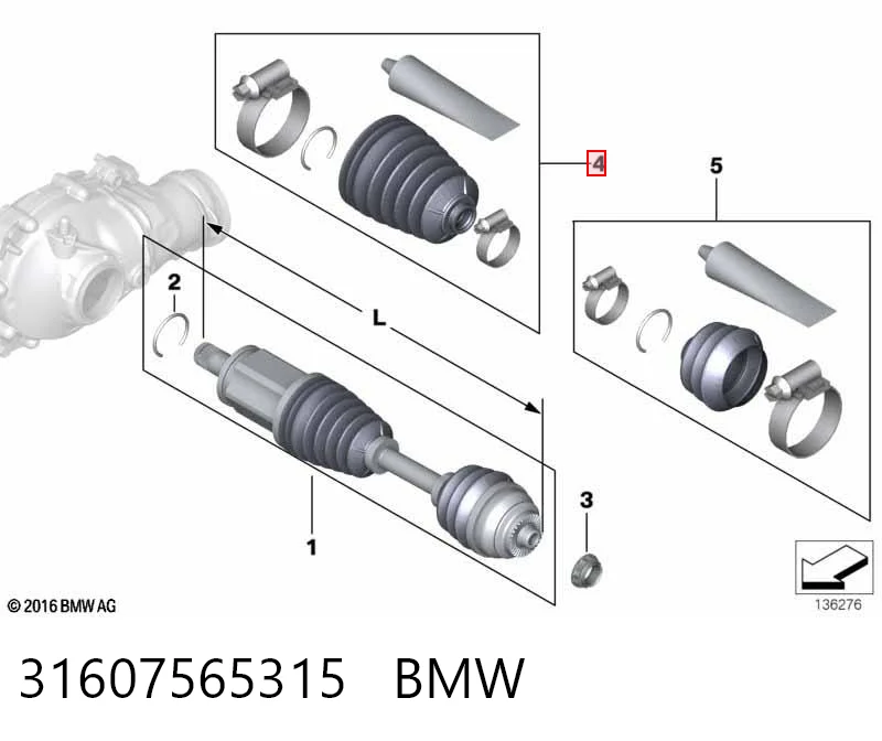 31607565315 BMW Osłona przegubu homokinetycznego półosi przedniej wewnętrzna