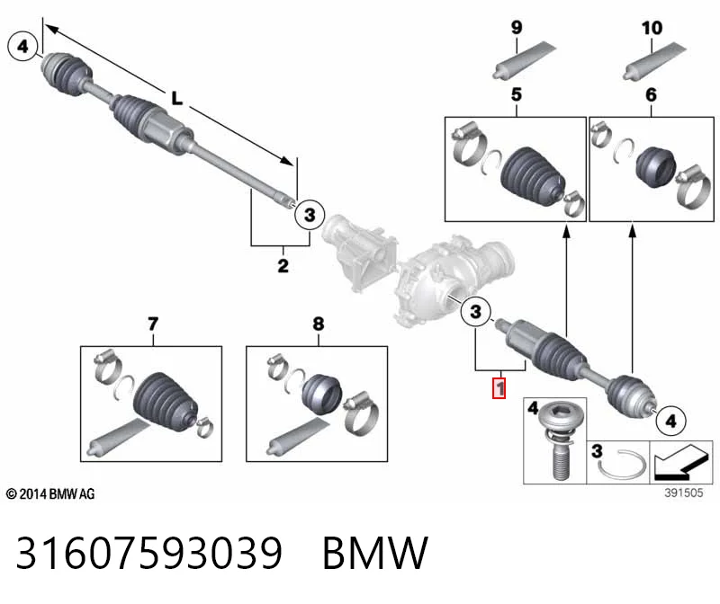 31607593039 BMW Półoś napędowa przednia lewa