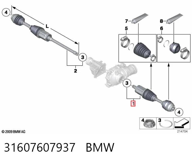 31607607937 BMW Półoś napędowa przednia lewa