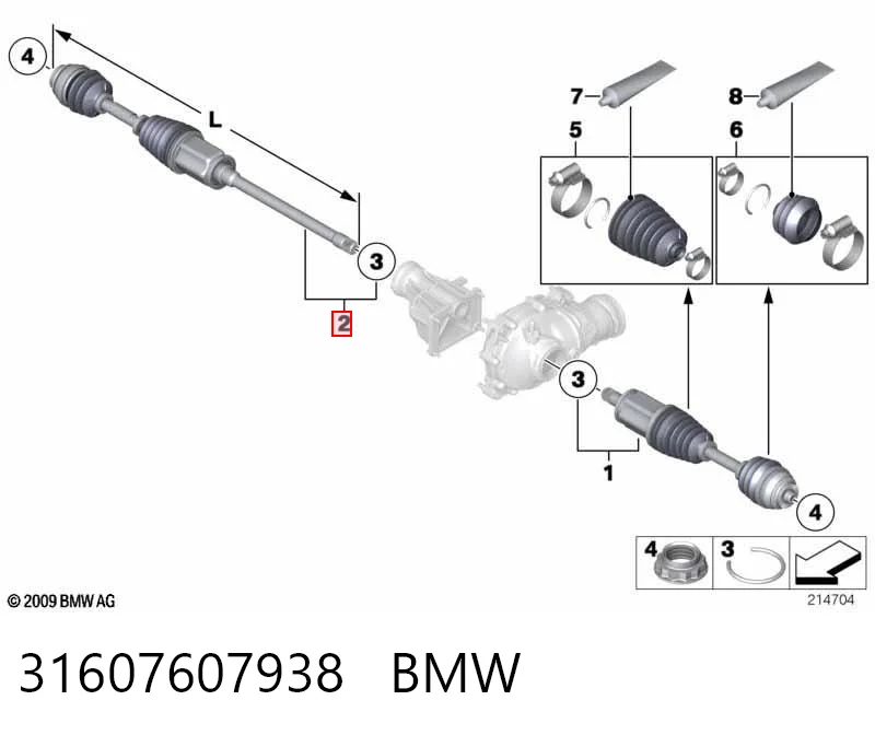 31607607938 BMW Półoś napędowa przednia prawa