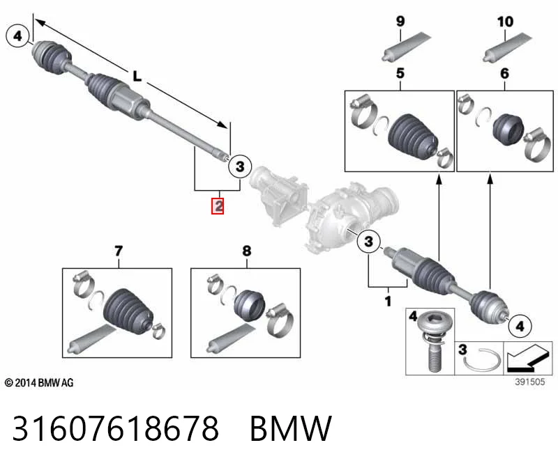 31607618678 BMW Półoś napędowa przednia prawa