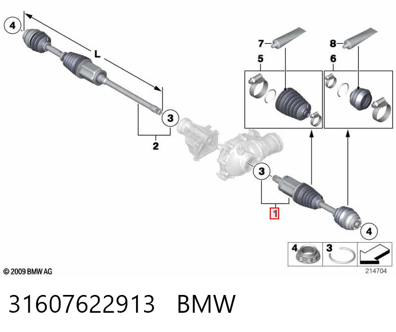31607622913 BMW Półoś napędowa przednia lewa