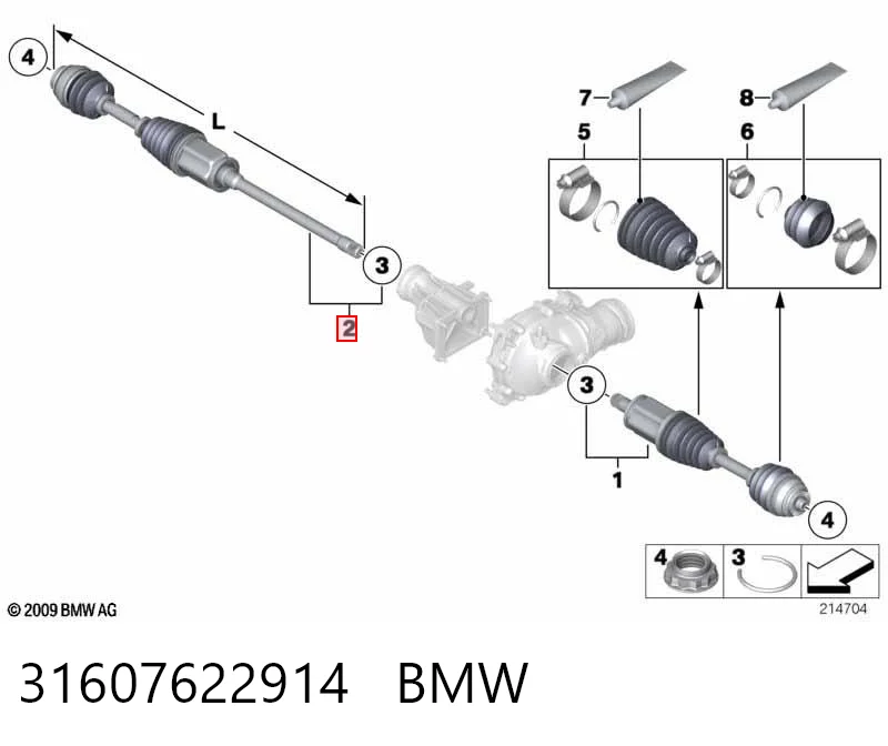 31607622914 BMW Półoś napędowa przednia prawa