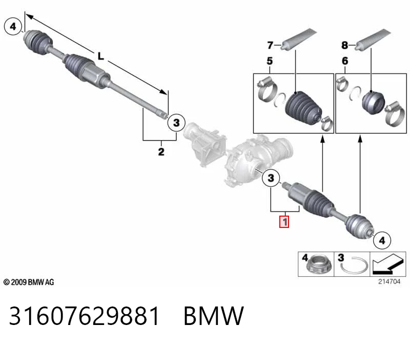 31607629881 BMW Półoś napędowa przednia lewa