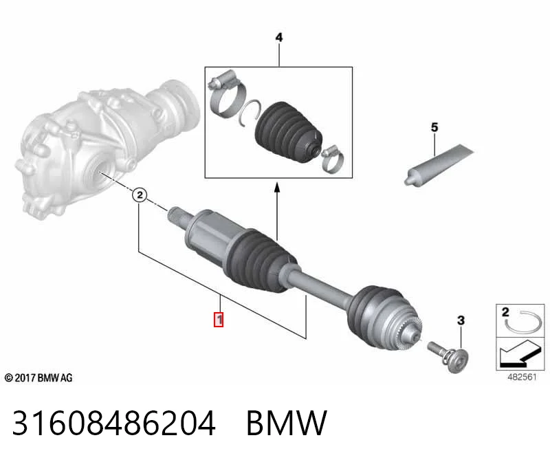 31608486204 BMW Półoś napędowa przednia lewa