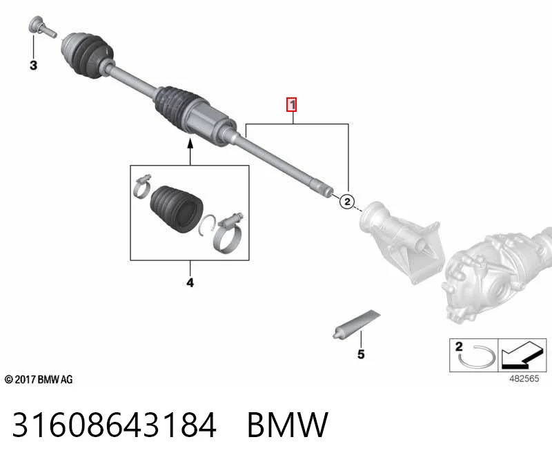 31608643184 BMW Półoś napędowa przednia prawa