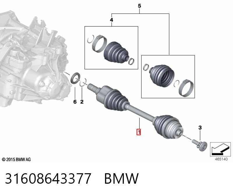 31608643377 BMW Półoś napędowa przednia lewa
