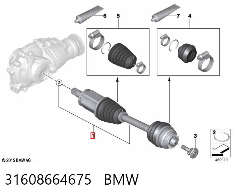 31608664675 BMW Półoś napędowa przednia lewa