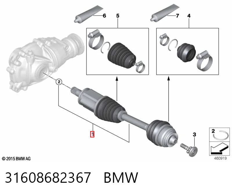 31608682367 BMW Półoś napędowa przednia lewa