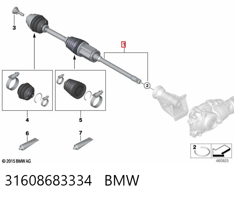 31608683334 BMW Półoś napędowa przednia prawa