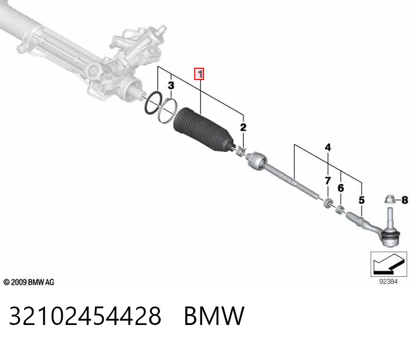 32102454428 BMW Osłona mechanizmu kierowniczego (maglownicy)