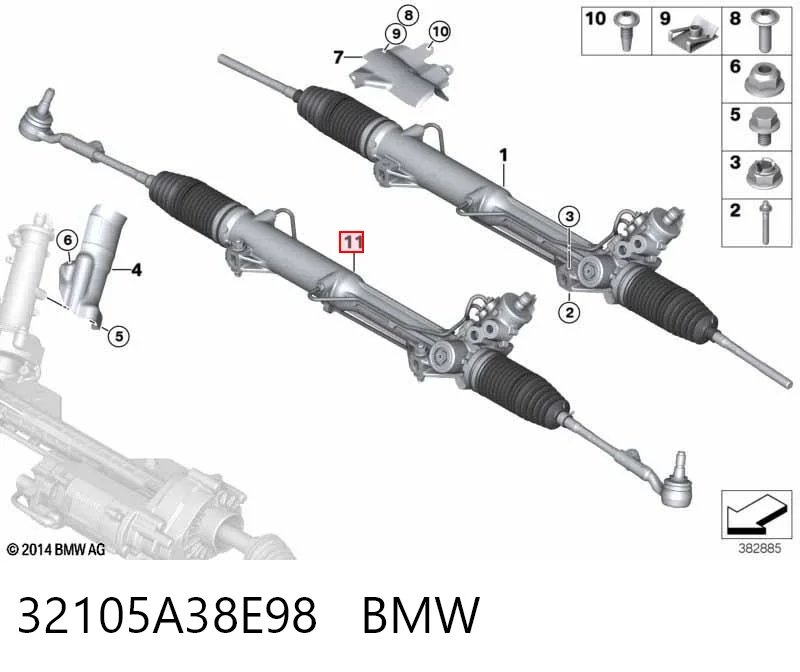 32105A38E98 BMW Listwa kierownicza (maglownica)