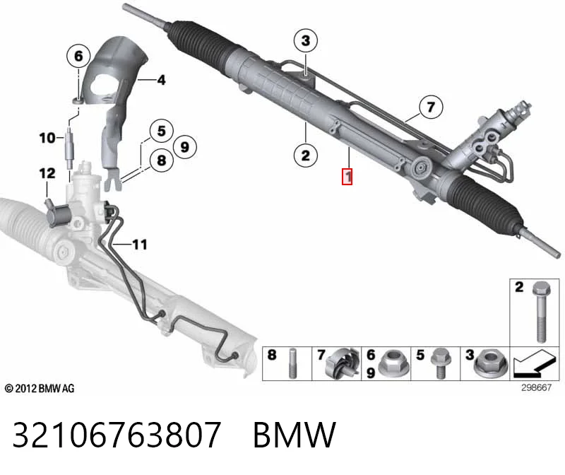 32106763807 BMW Listwa kierownicza (maglownica)