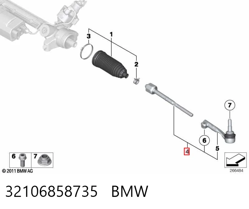 32106858735 BMW Drążek kierowniczy lewy, kompletny