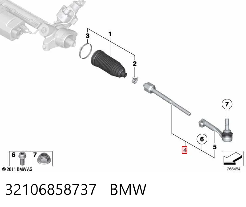 32106858737 BMW Drążek kierowniczy prawy, kompletny
