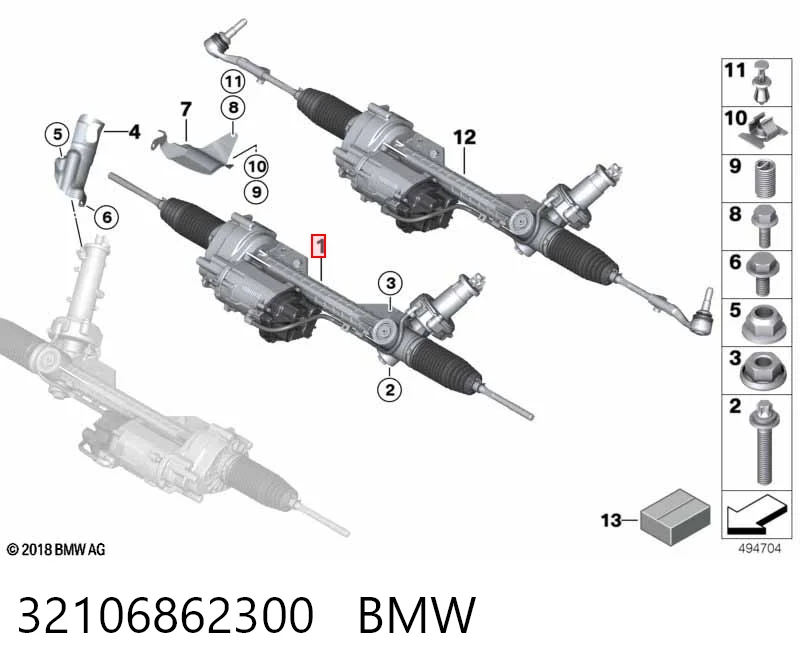 32106862300 BMW Listwa kierownicza (maglownica)