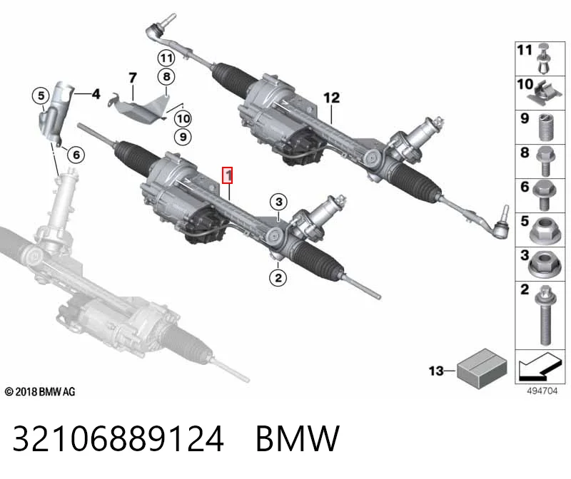 32106889124 BMW Listwa kierownicza (maglownica)