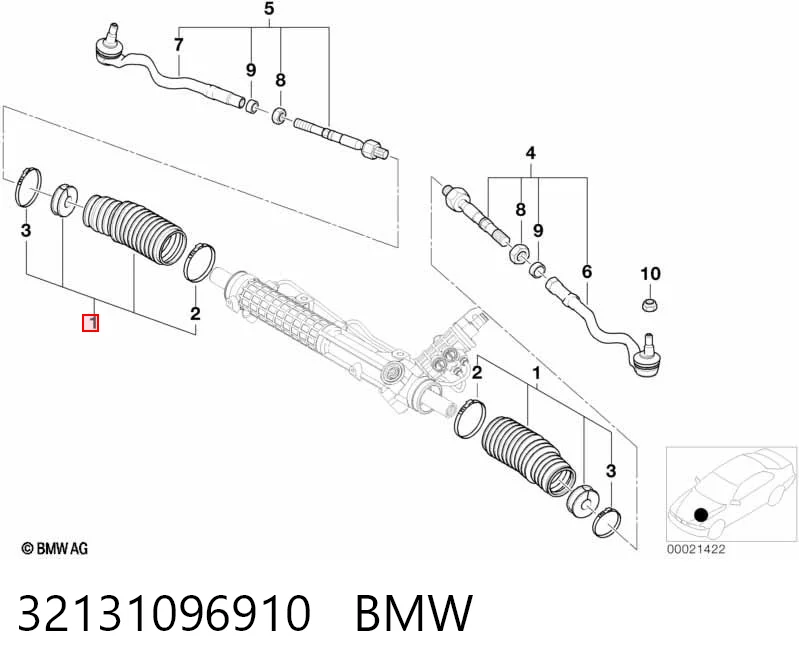 32131096910 BMW Osłona mechanizmu kierowniczego (maglownicy)
