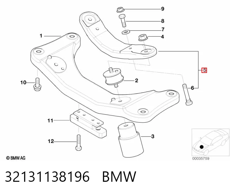 32131138196 BMW Listwa kierownicza (maglownica)