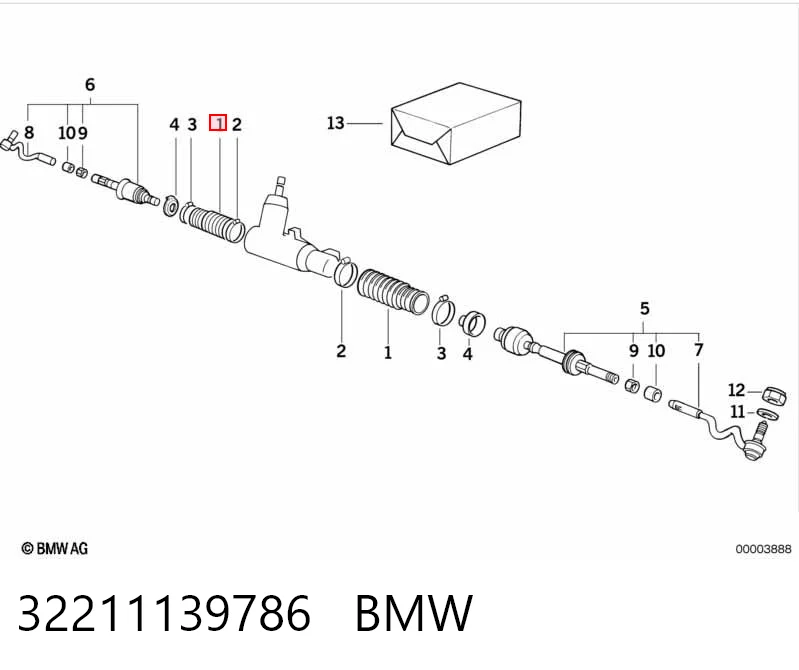 32211139786 BMW Osłona mechanizmu kierowniczego (maglownicy)