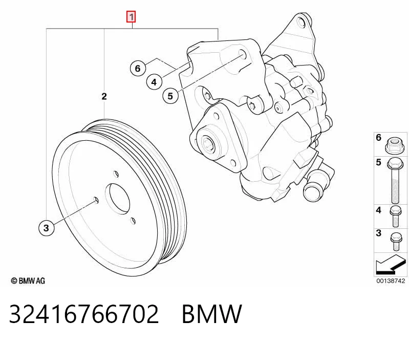 32416766702 BMW Pompa wspomagania hydraulicznego kierownicy