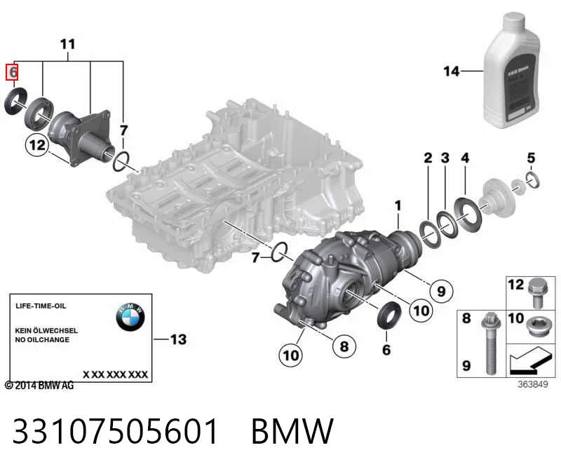 33107505601 BMW Uszczelniacz reduktora mostu przedniego